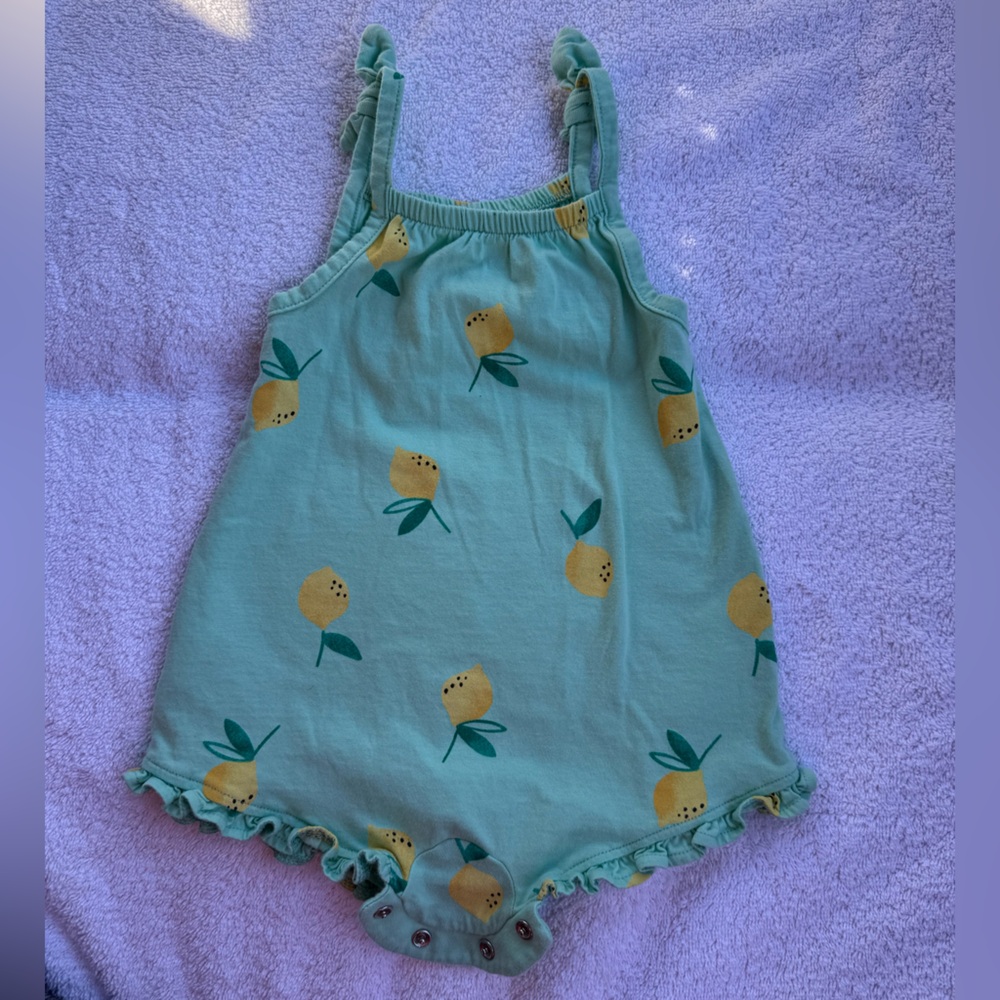 Old Navy Seafoam Green Bodysuit with Yellow Lemons